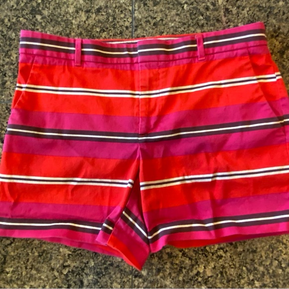 Banana Republic Red and Pink Striped Women's Shorts - Picture 1 of 8